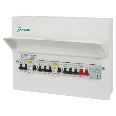 Danson Split Load Dual RCD 16 Modules Metal Consumer Unit SPD 2 x Type 534493