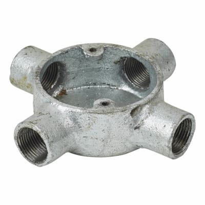 10x Steel Conduit 4 Way Box - 20mm - Galvanised 536464