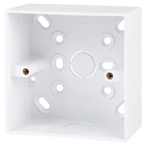 Univolt 1 Gang 44mm PVC LSF Square Cornered Surface Box 538033