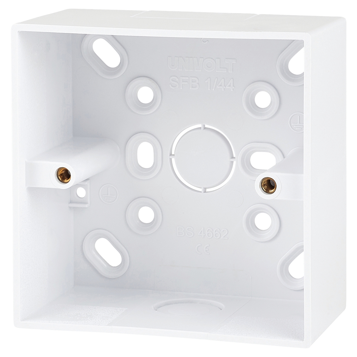 Univolt 1 Gang 44mm PVC LSF Square Cornered Surface Box 538033