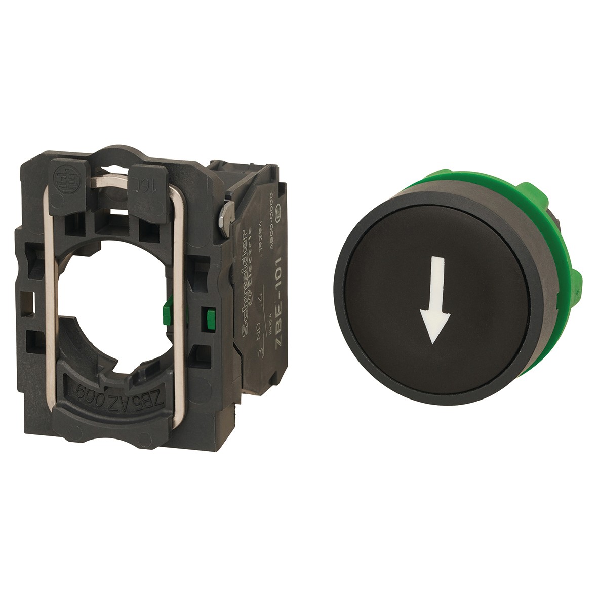 Schneider XB5 Series Flush Push Button Marked Arrow 1NO - Black 540811