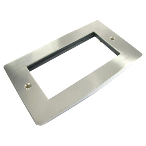 5x Modular Wall Plate Frame Double Gang Quad Aperature Brushed Chrome 545569