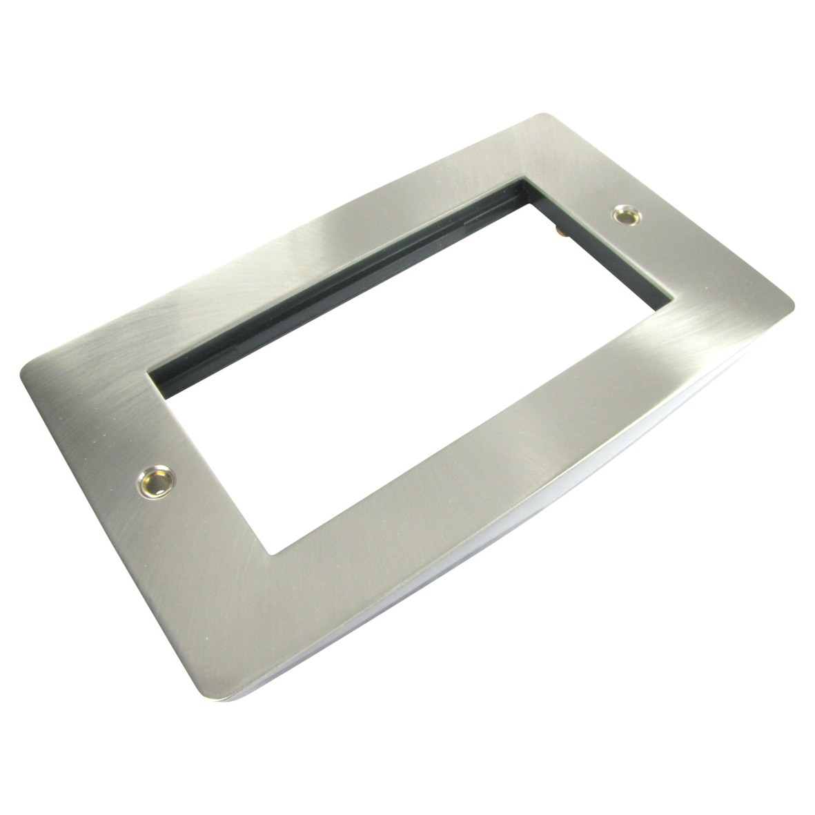 5x Modular Wall Plate Frame Double Gang Quad Aperature Brushed Chrome 545569