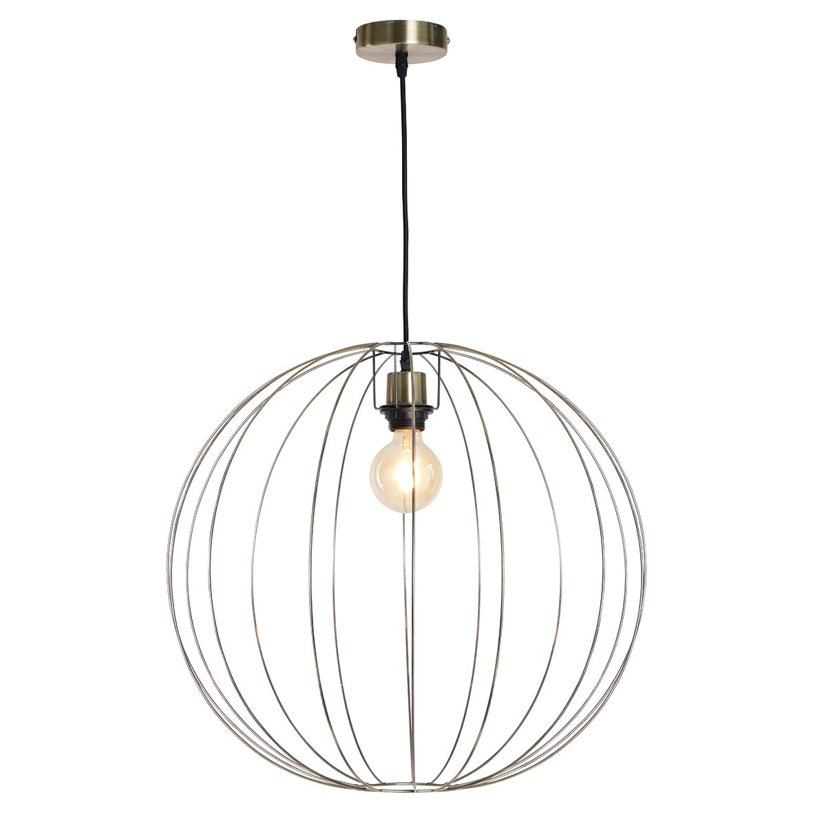 Altro Genoa Large Cage Ceiling Light Pendant - Antique Brass 548656