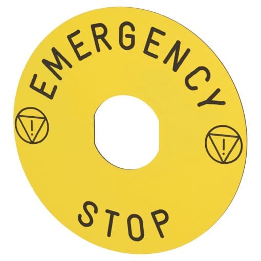 5x Schneider Emergency Stop Marked legend - logo ISO13850 553266