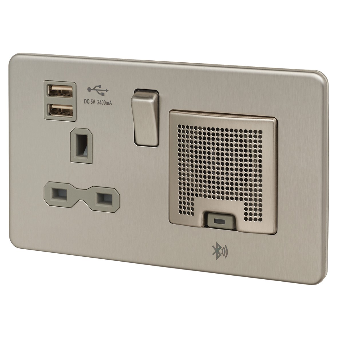 Knightsbridge 13A 1 Gang Socket with x2 USBs & Bluetooth Speaker - Brus 559196
