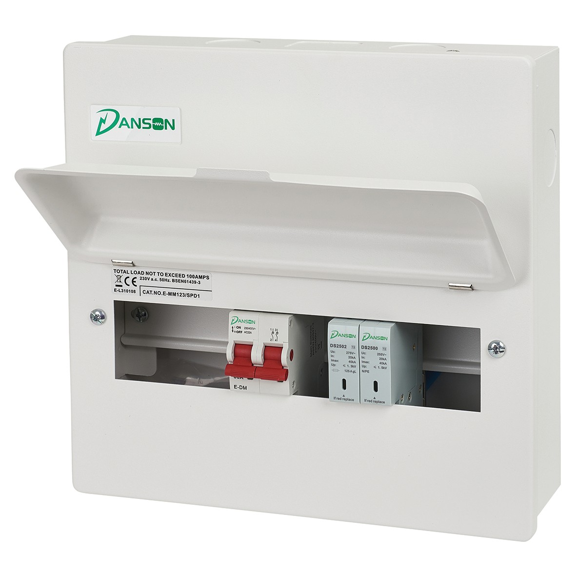 Danson 80A Main Switch 12 Modules Metal Consumer Unit with SPD - Type 2 561013