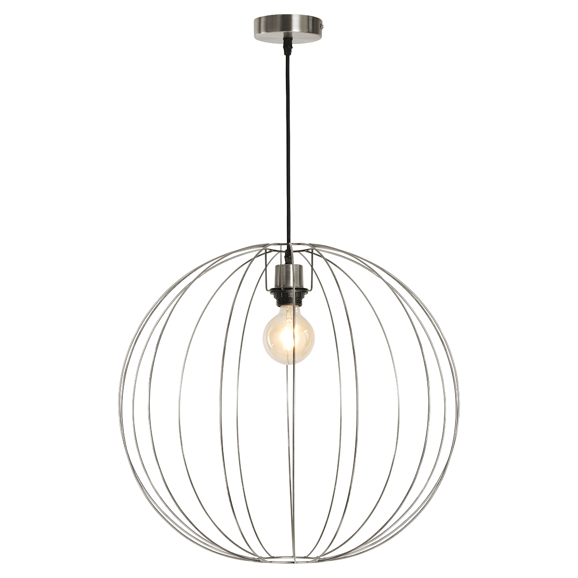 Altro Genoa Large Cage Ceiling Light Pendant - Satin Nickel 571704
