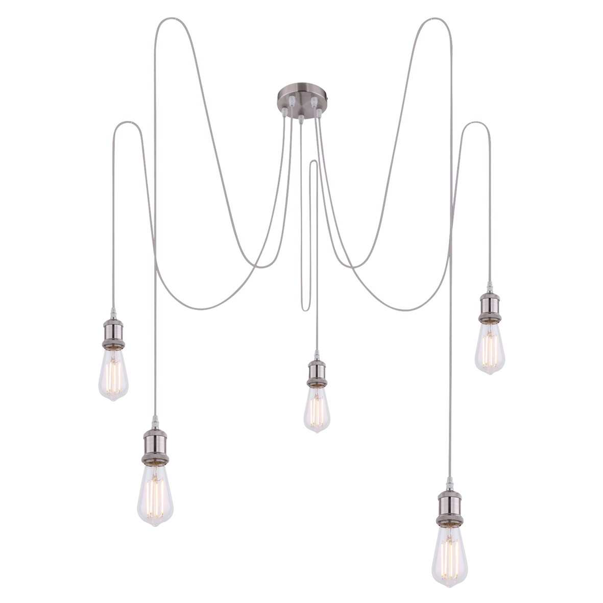 Globo Oliver 5 Light Ceiling Pendant Set - Brushed Chrome 572574