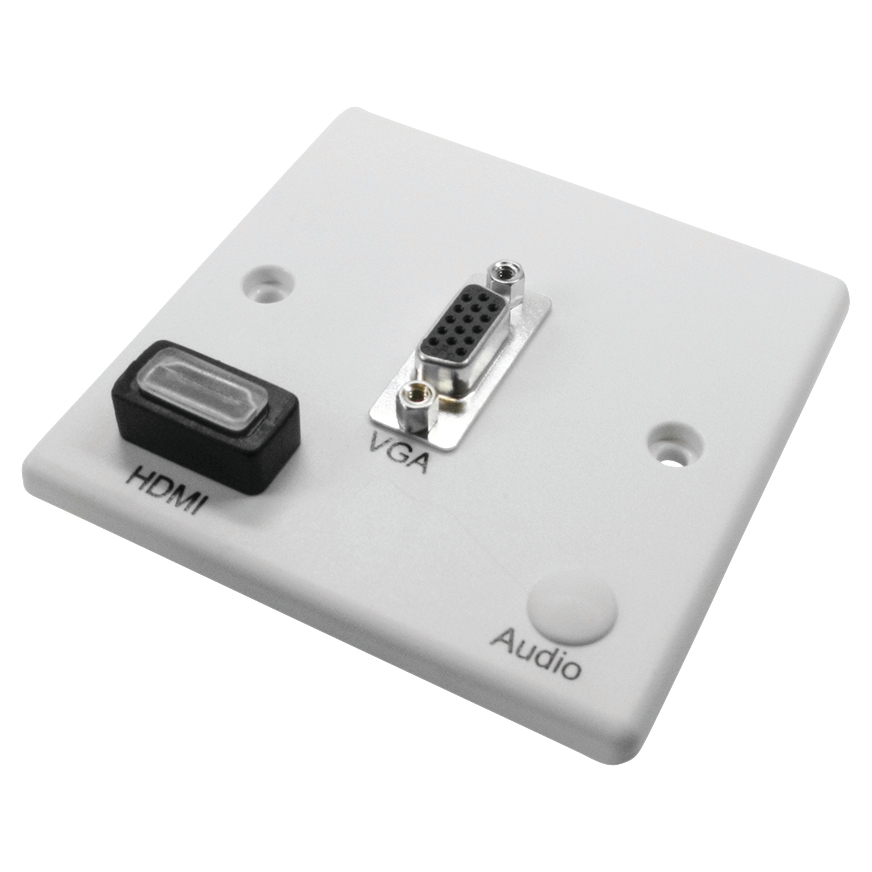 Nexxia VGA HDMI Wall Plate Fly Lead Single Gang - White 583441