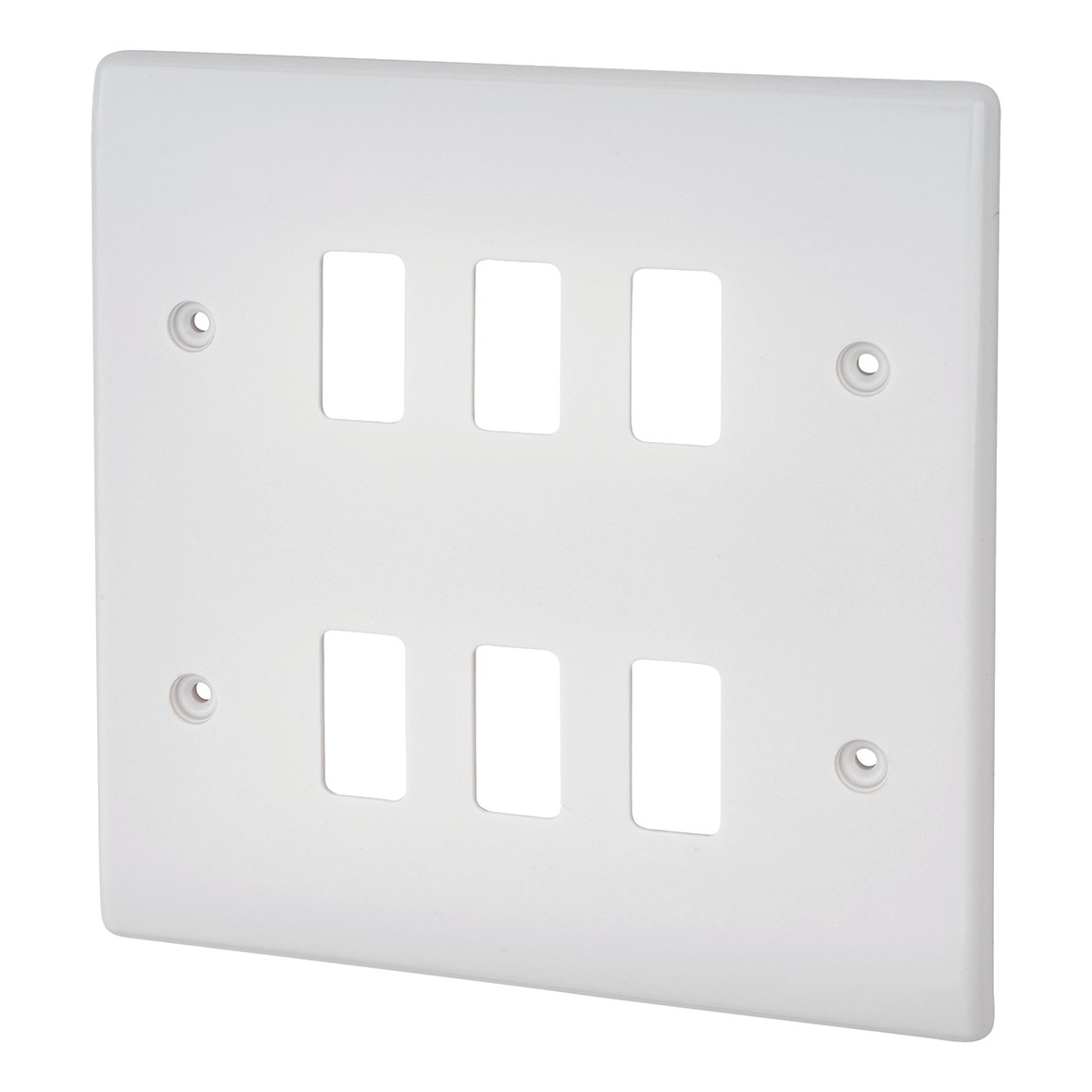 5x BG Nexus 6 Gang Grid Front Plate - White Moulded 584887