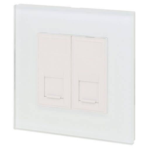 Retrotouch Dual CAT6E Socket - White Plain Glass 591133