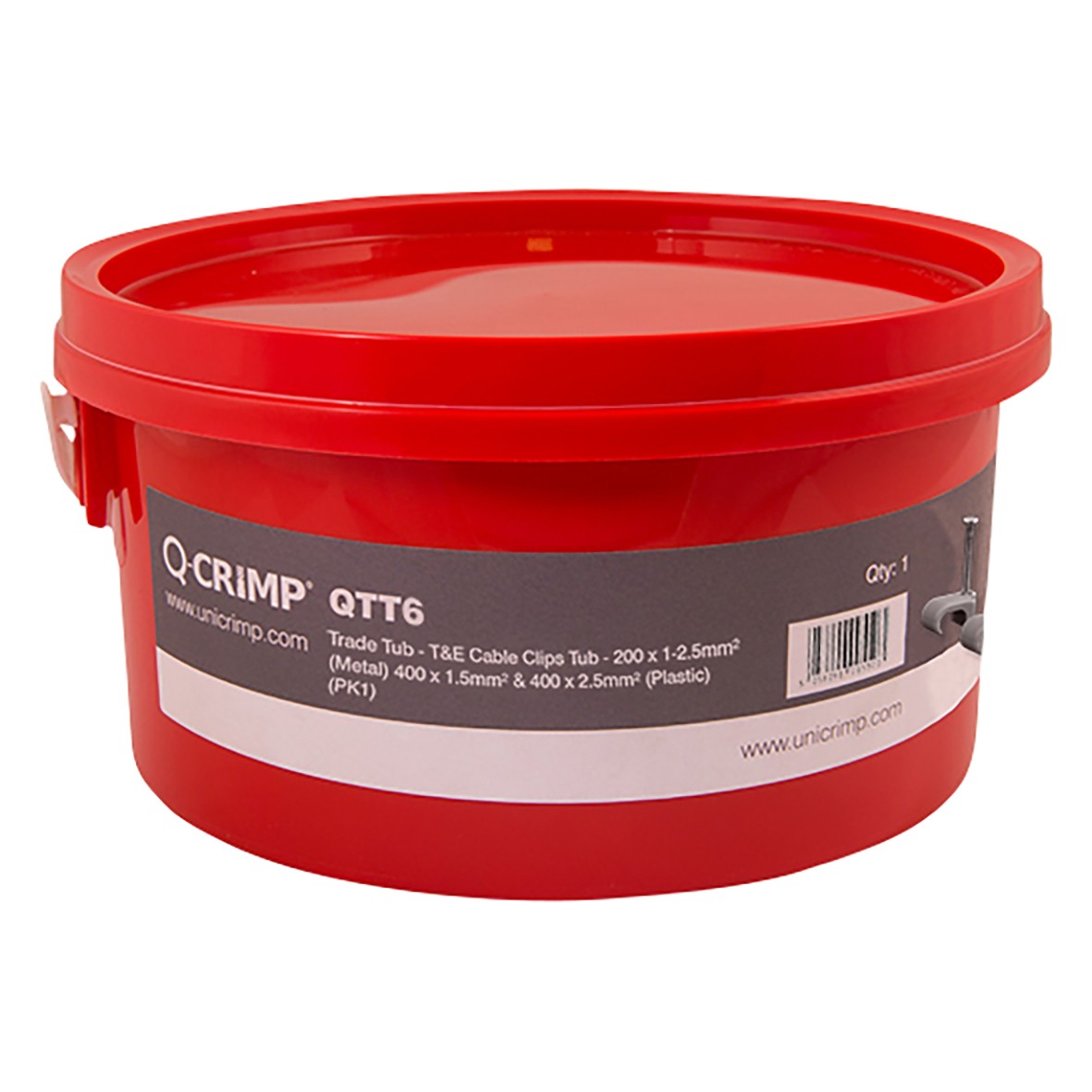 Unicrimp Twin & Earth Cable Clips for Flat Cable - Trade Tub of 100 593485