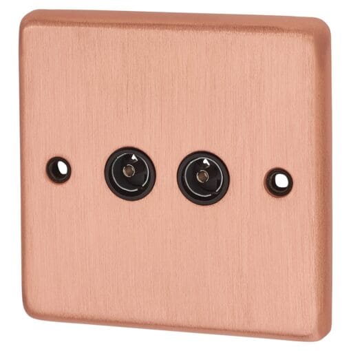 G&H Brassware Twin Coaxial Socket - Brushed Copper 595417