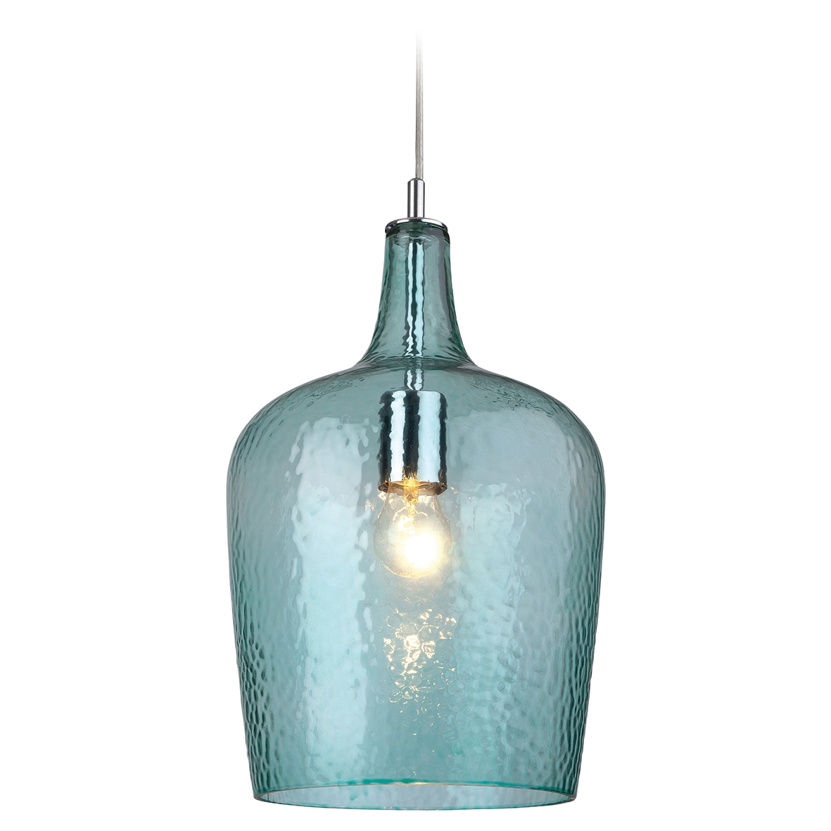 Altro Ceiling Light Pendant with Amber Glass Shade - Chrome 600723