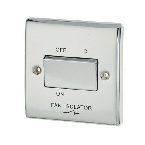 BG 10A 1 Gang 3 Pole Fan Isolator Switch - Polished Chrome 601532