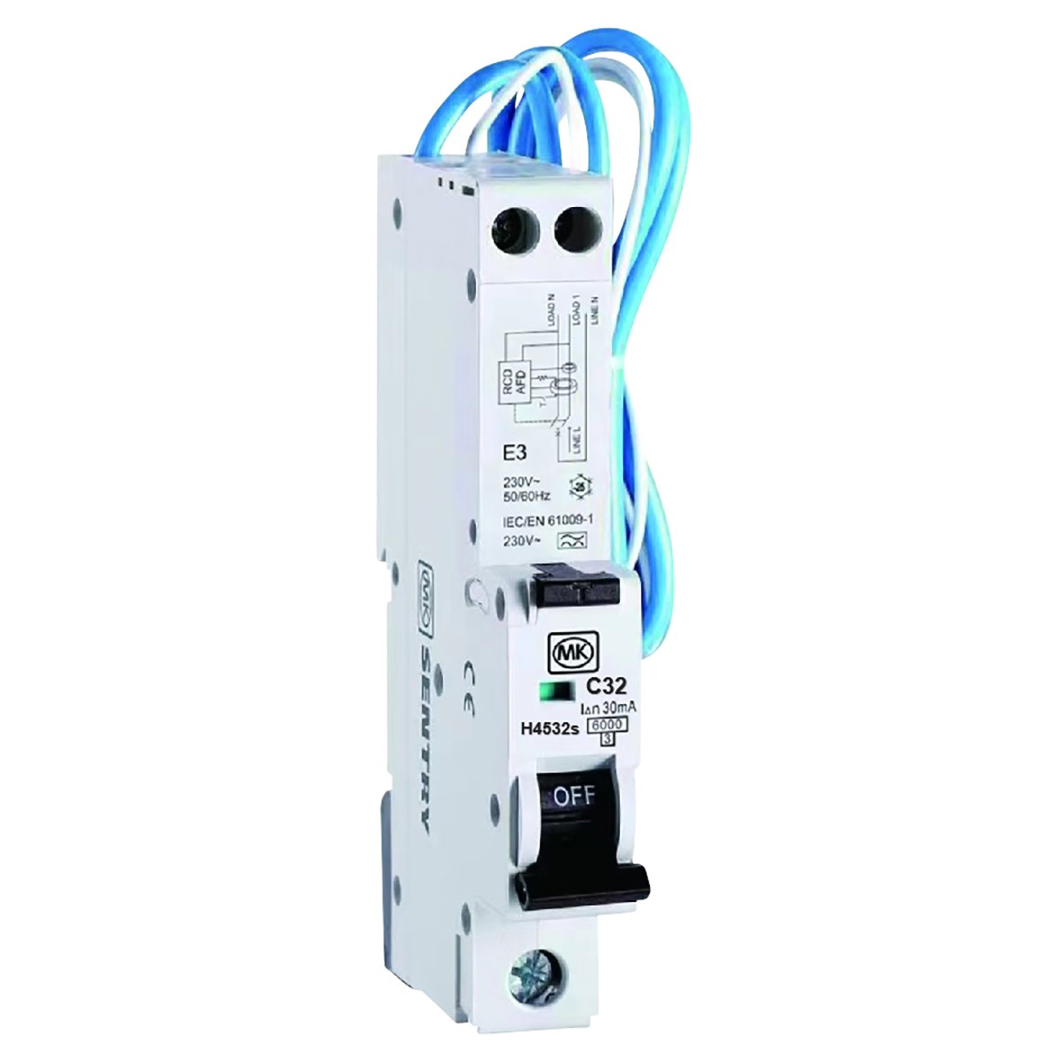 MK Sentry 32A 6kA Single Pole and Neutral AFDD RCBO - Type A - Curve C 601921