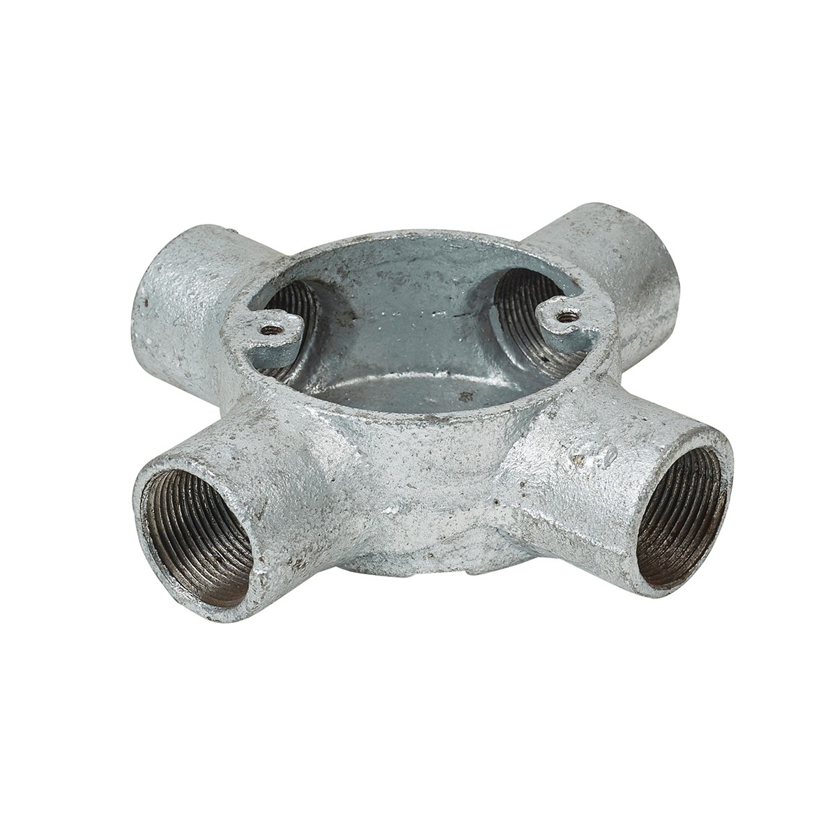 Steel Conduit 4 Way Box - 25mm - Galvanised 611846