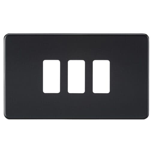 Knightsbridge 3 Module Screwless Grid Switch Faceplate - Matt Black 619055