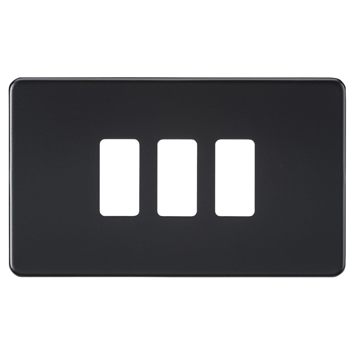 Knightsbridge 3 Module Screwless Grid Switch Faceplate - Matt Black 619055