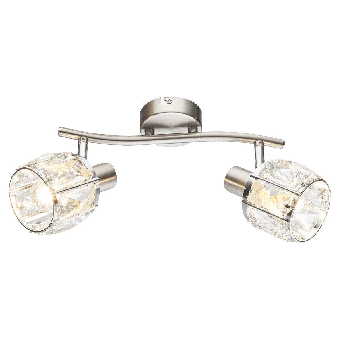 Globo Kris Crystal 2 Light Ceiling Light - Matt Nickel 624539