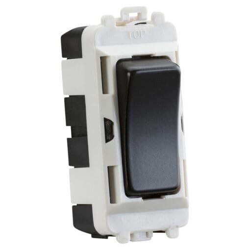 Knightsbridge 20AX 1 Way Double Pole Grid Switch - Matt Black 626354
