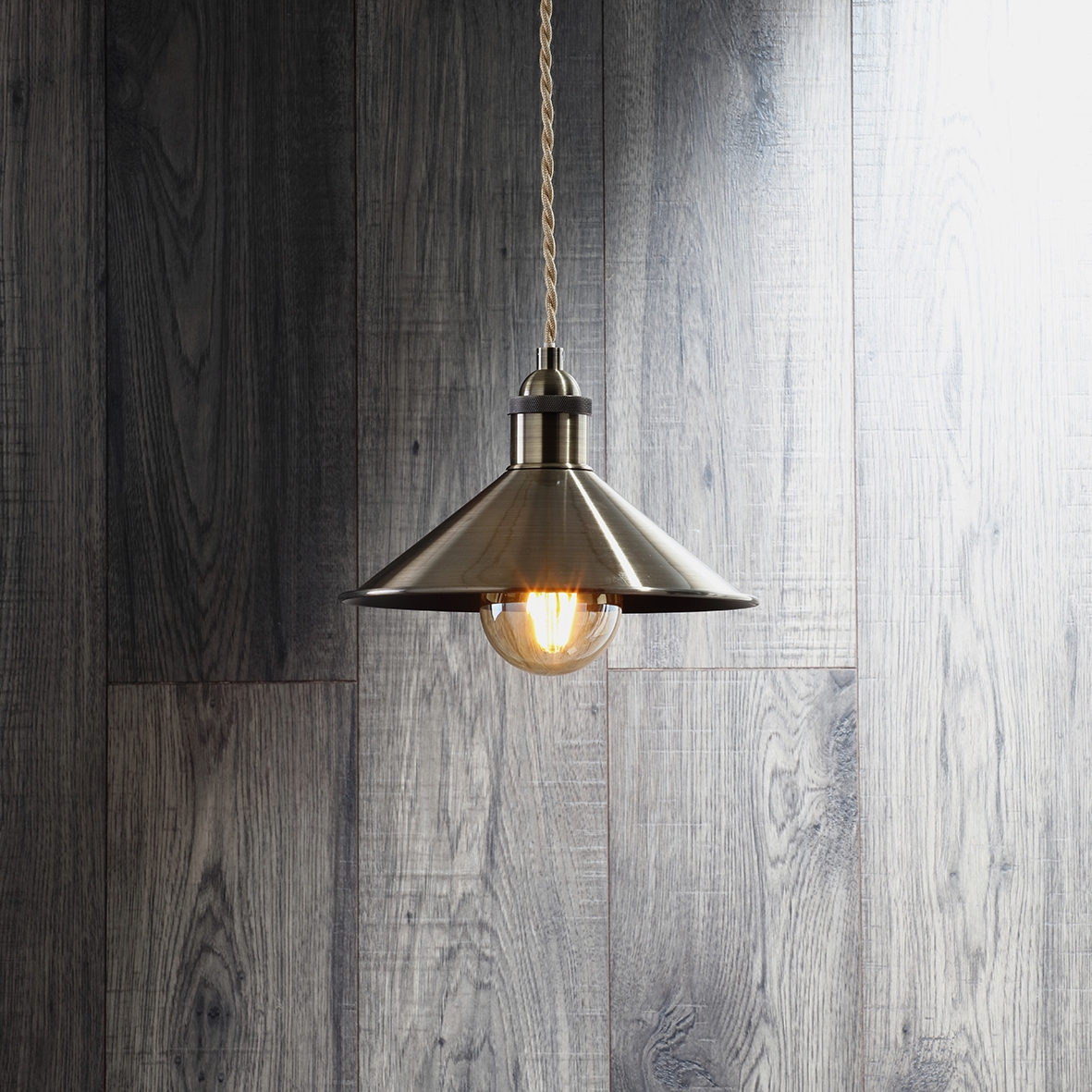 Forum Rigel Small Ceramic Diner Shade - Brass 626498