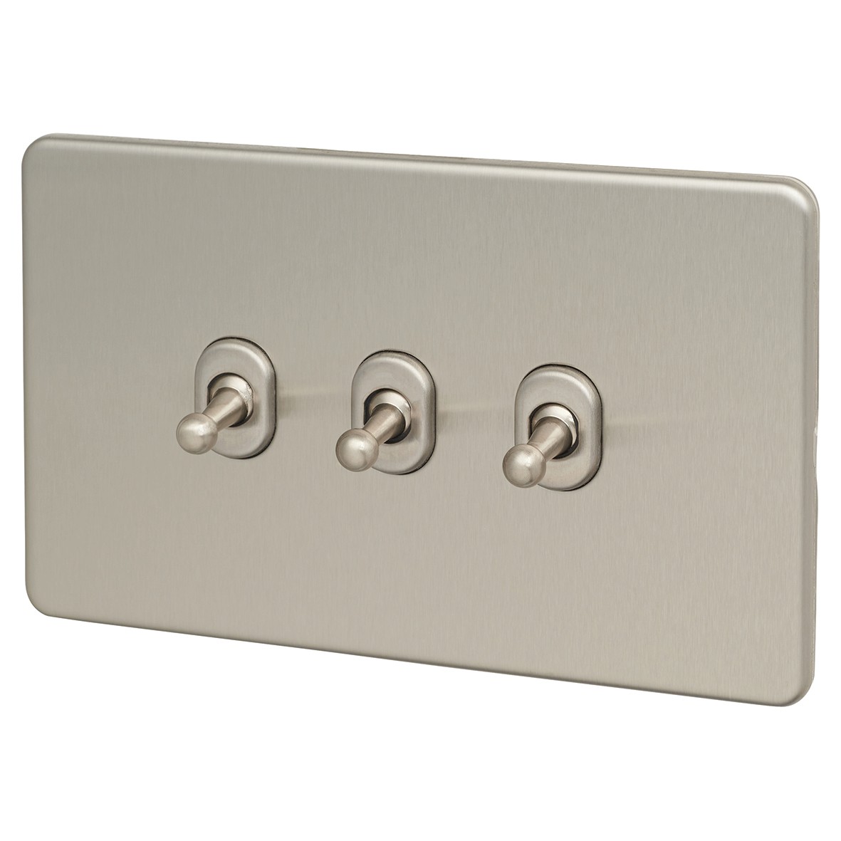 Knightsbridge 10AX 3 Gang 2 Way Toggle Switch - Brushed Chrome 635117