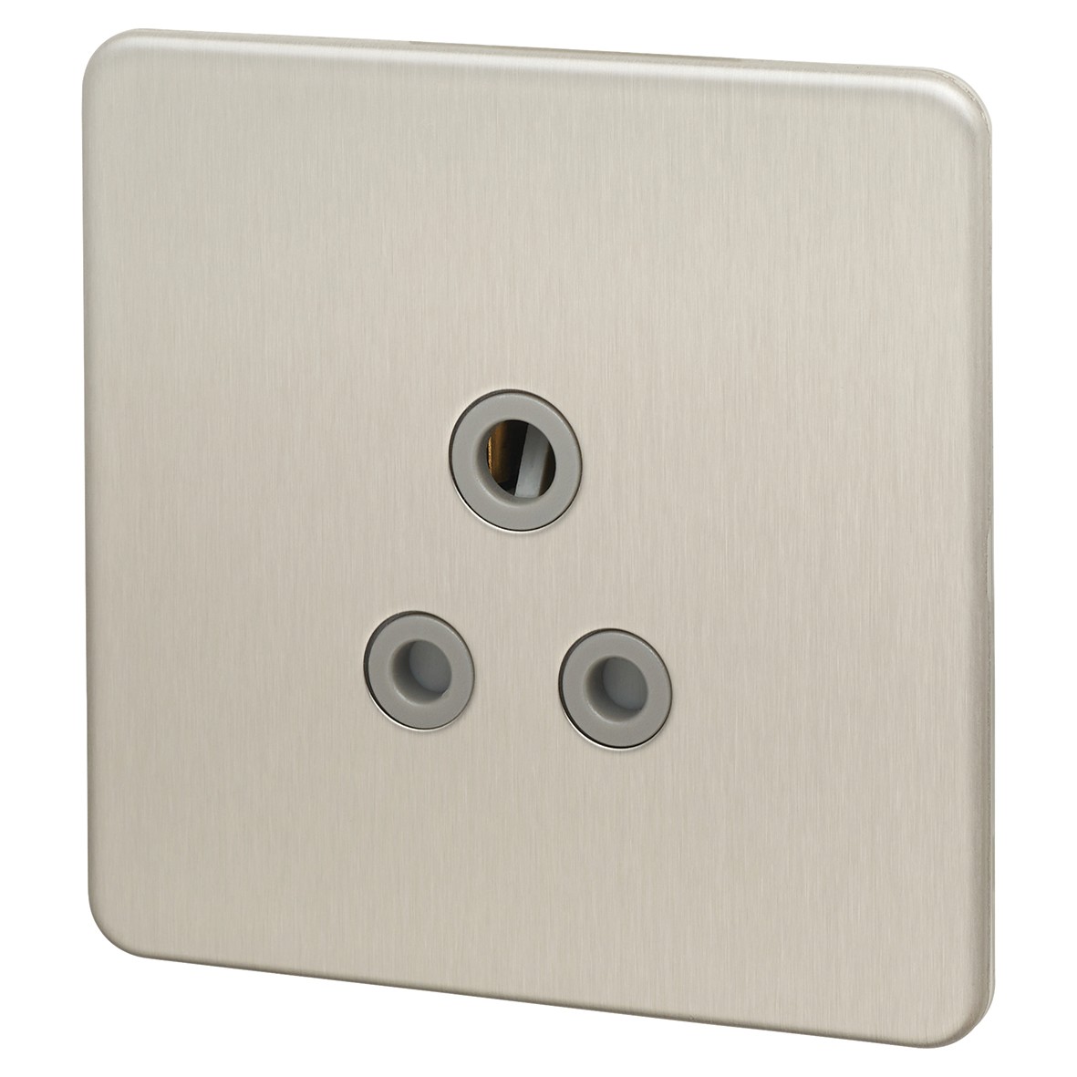 Knightsbridge 5A Unswitched Round Pin Socket - Brushed Chrome with Grey 638429