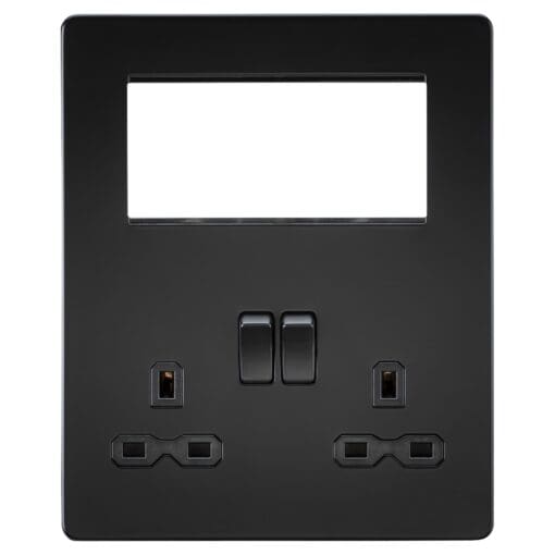 Knightsbridge 4 Module Small Multimedia Faceplate & 13A 2 Gang DP S 640921