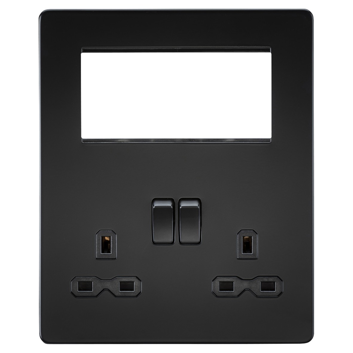 Knightsbridge 4 Module Small Multimedia Faceplate & 13A 2 Gang DP S 640921