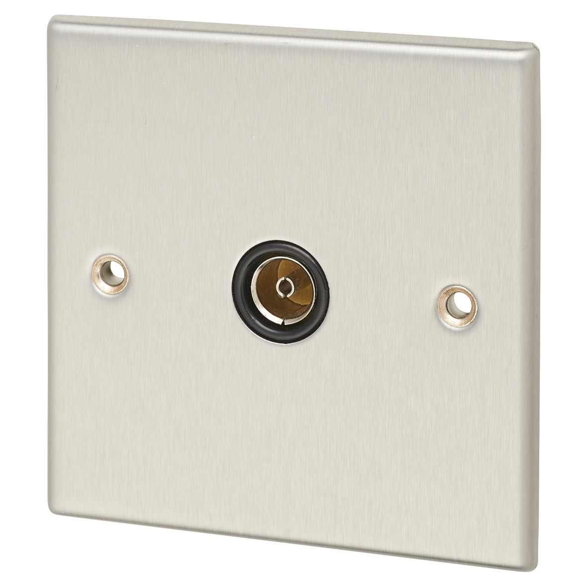 Contactum 1 Gang Isolated Coaxial Socket - Brushed Steel with Black Ins 643108