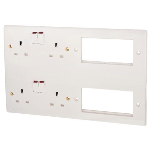 Combi Plate 2 X 2 Gang Dp 13A Switched Sockets & 8 Euro Module (2 X 647462