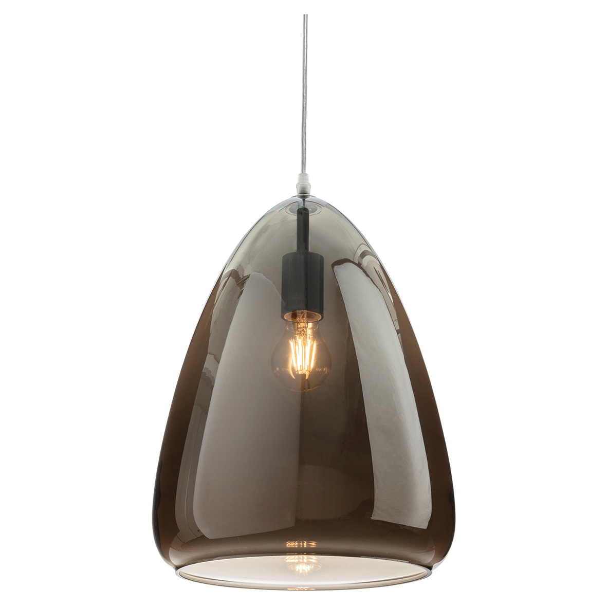 Altro Willis Ceiling Light Pendant with Smoked Glass Shade - Chrome 647570