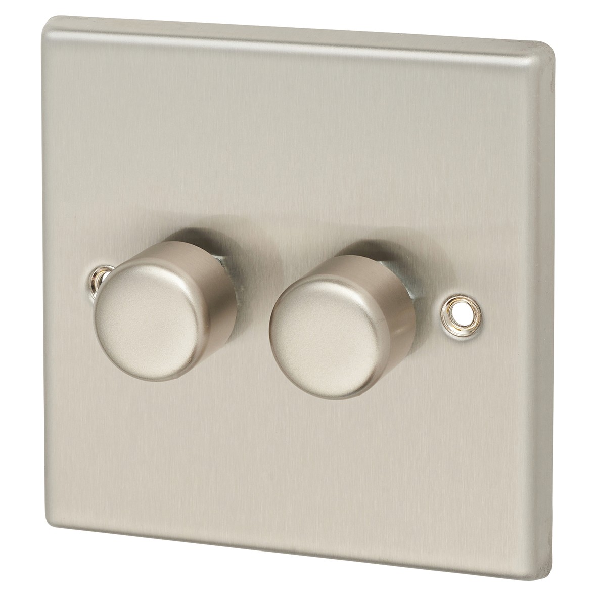 Contactum 400W 2 Gang 2 Way Dimmer Switch - Brushed Steel 659891