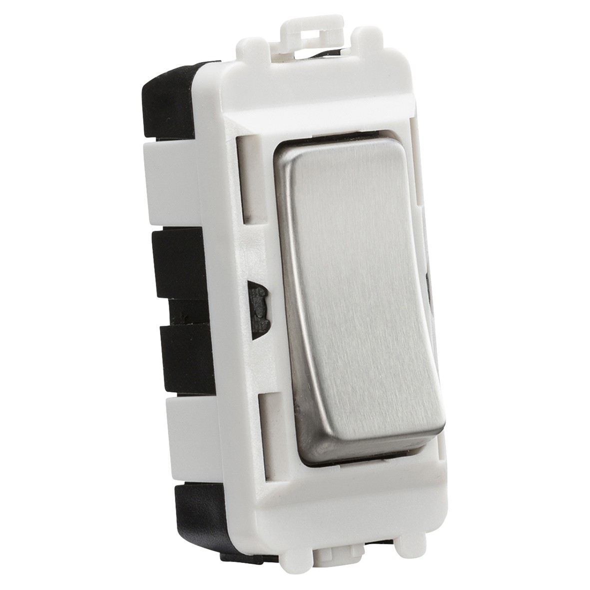 Knightsbridge 20AX 1 Way Double Pole Grid Switch - Brushed Chrome 659957