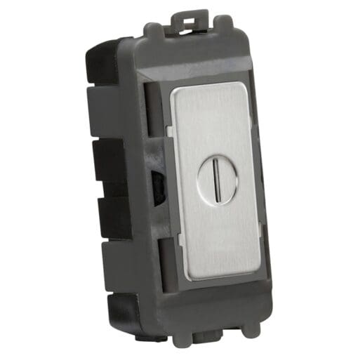 Knightsbridge 20AX 2 Way Single Pole Grid Key Switch - Brushed Chrome 659960