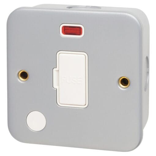 Hamilton Metalclad 13A Fuse 1 Gang Cable Outlet and Neon - White 664894