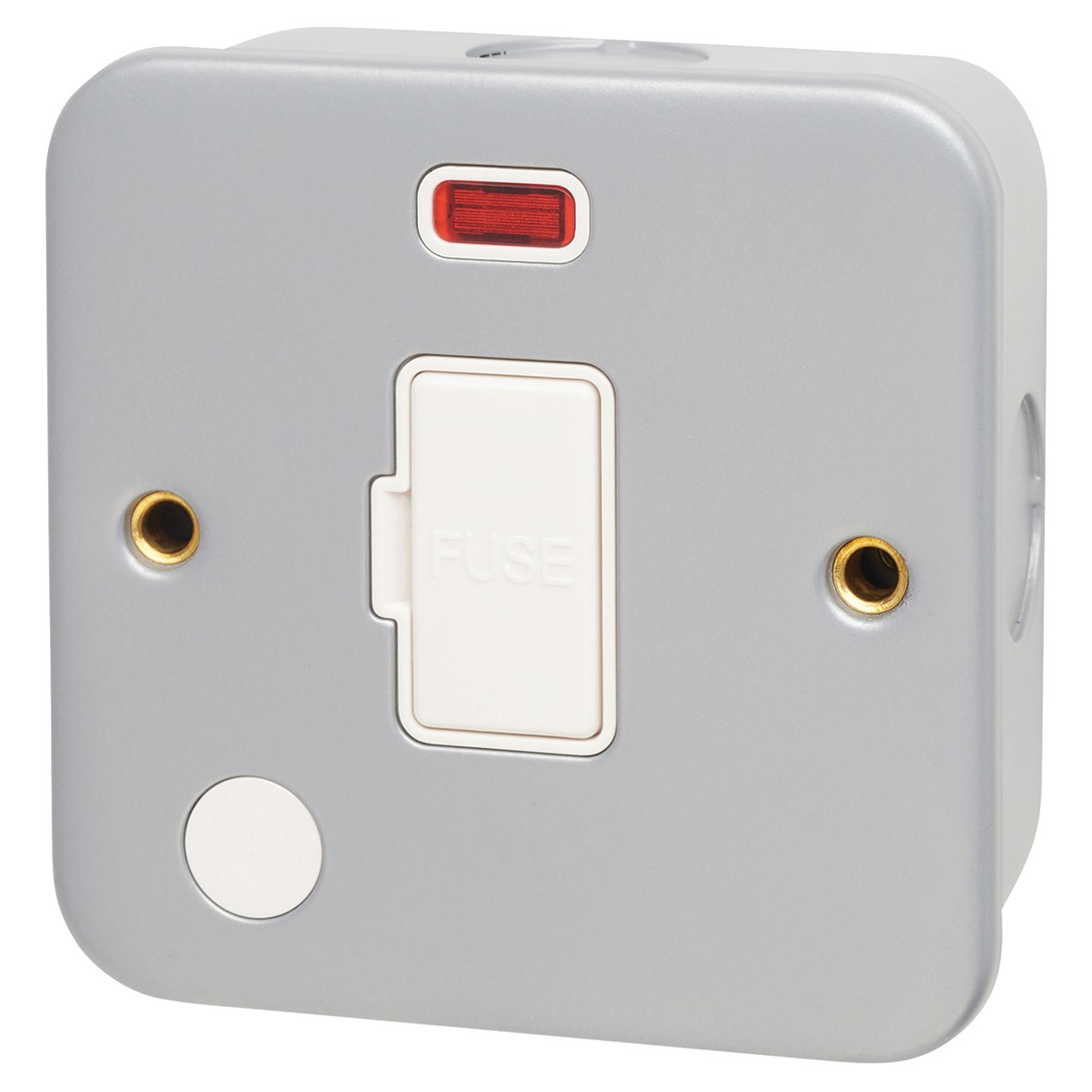 Hamilton Metalclad 13A Fuse 1 Gang Cable Outlet and Neon - White 664894