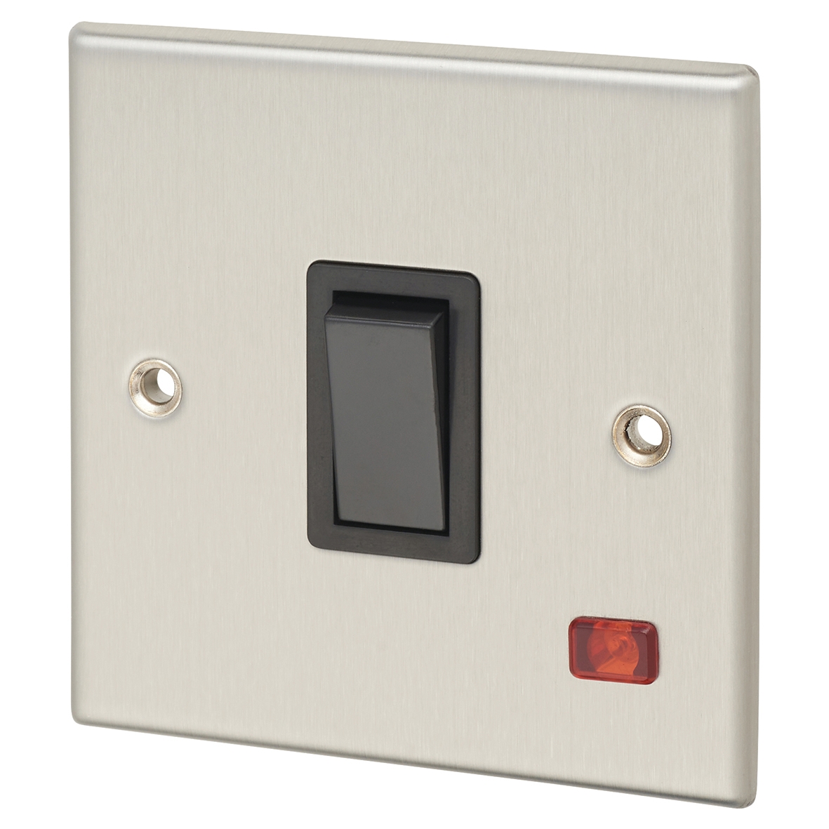 Contactum 20A 1 Gang Double Pole Control Switch with Neon - Brushed Ste 667479