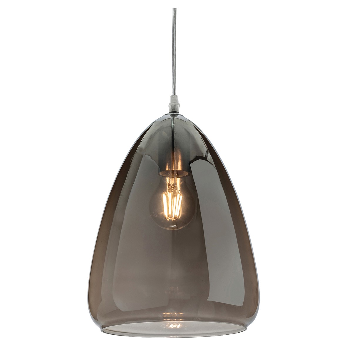 Altro Willis Ceiling Light Pendant with Narrow Smoked Glass Shade - Chr 670116