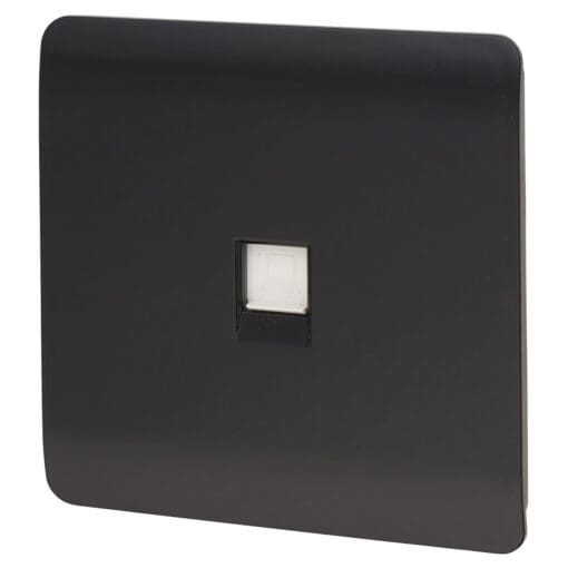 Trendi 1 gang Cat 5 / 6 RJ45 PC Socket - Black 671445