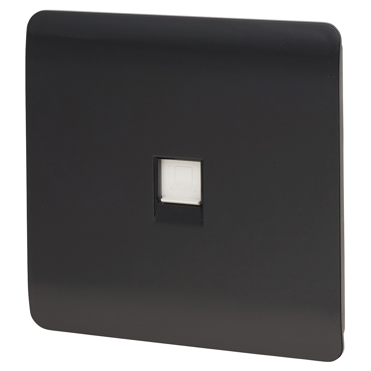 Trendi 1 gang Cat 5 / 6 RJ45 PC Socket - Black 671445