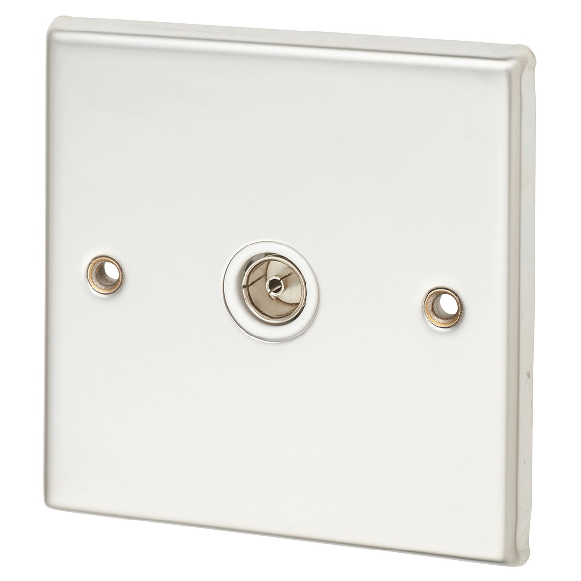 Contactum 1 Gang Non Isolated Coaxial Socket - Polished Steel with Whit 672521