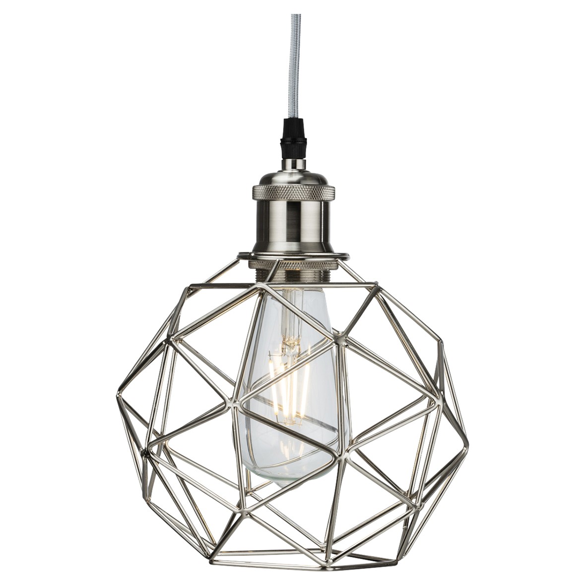 Knightsbridge Geometric Round Wire Ceiling Lamp Shade - Brushed Chrome 675612