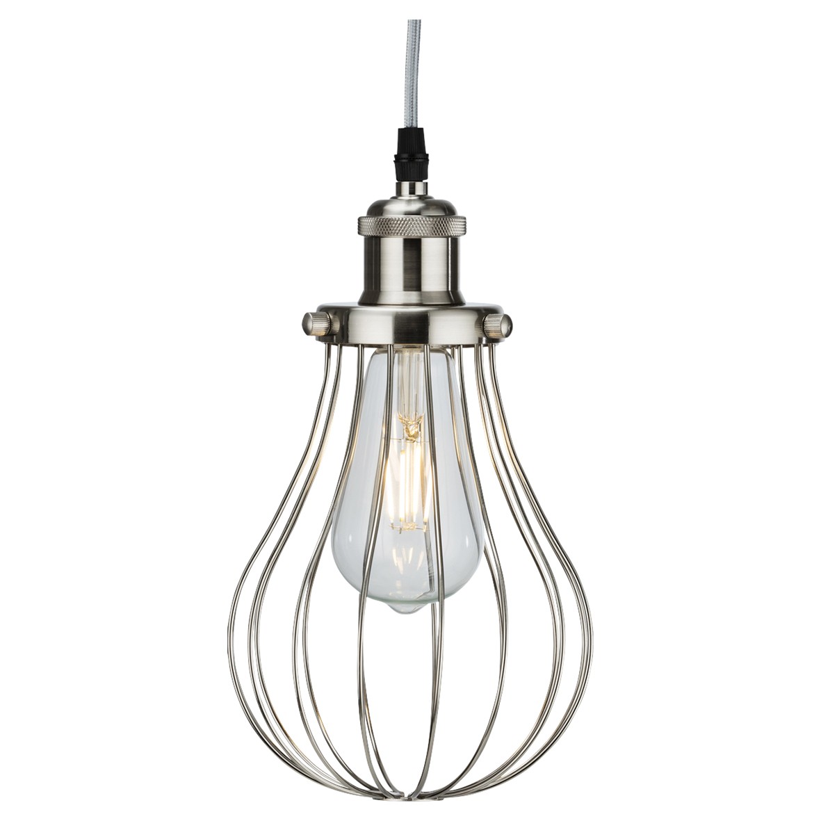 Knightsbridge Round Wire Ceiling Lamp Shade - Brushed Chrome 678775