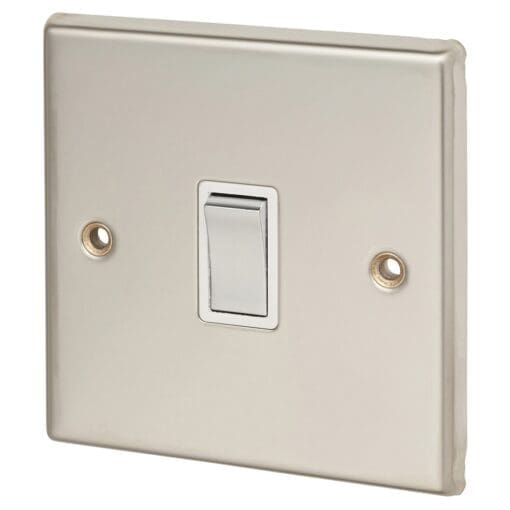 Contactum 1 Gang 2 Way 10AX Switch - Polished Steel with White Inserts 679971