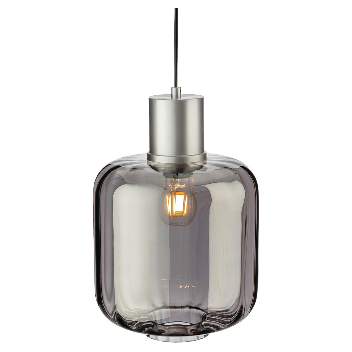 Altro Eton Ceiling Light Pendant with Smoked Glass Shade - Aluminium 681190