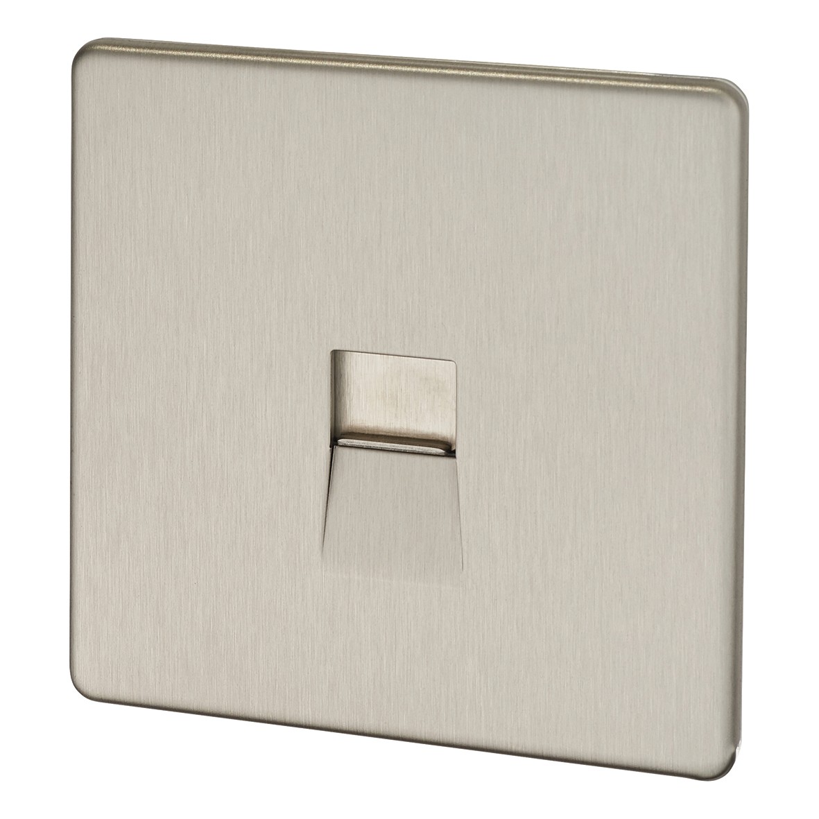 BG Screwless Flatplate 1 Gang RJ11 Socket - Brushed Steel 681398