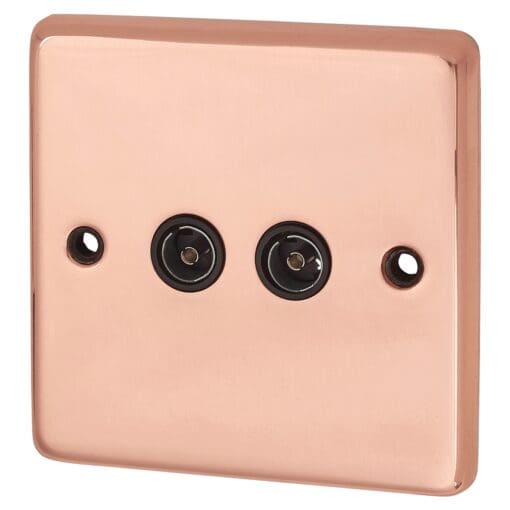 G&H Brassware Twin Coaxial Socket - Bright Copper 683514